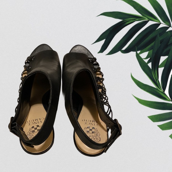 Vince Camuto Leather Slingback Block Heels - Picture 5 of 6